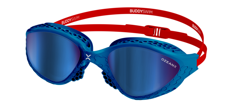 Navy gasket + Orange strap + Blue lens